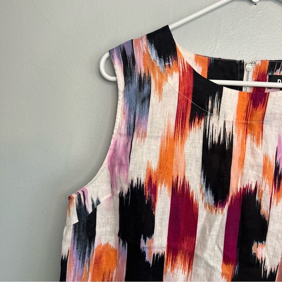 DKNY Womens Sleeveless Pullover Blouse Fringe Hem 100% Linen Tie Dye Sz L Boho - Picture 6 of 11